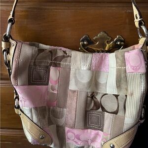 COACH Logo Bag Pink Tan Beige
